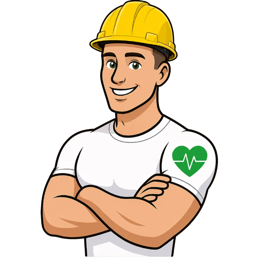 Pierre Couette en tenue de terrain, casque de chantier sur la tête